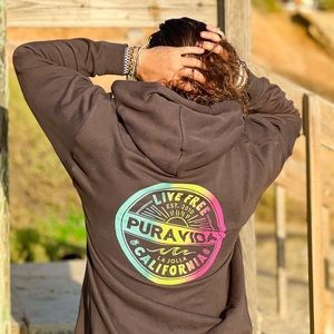 Pura Vida Live Free Hoodie M Unisex Vintage Black Pullover Sweatshirt New No Tag